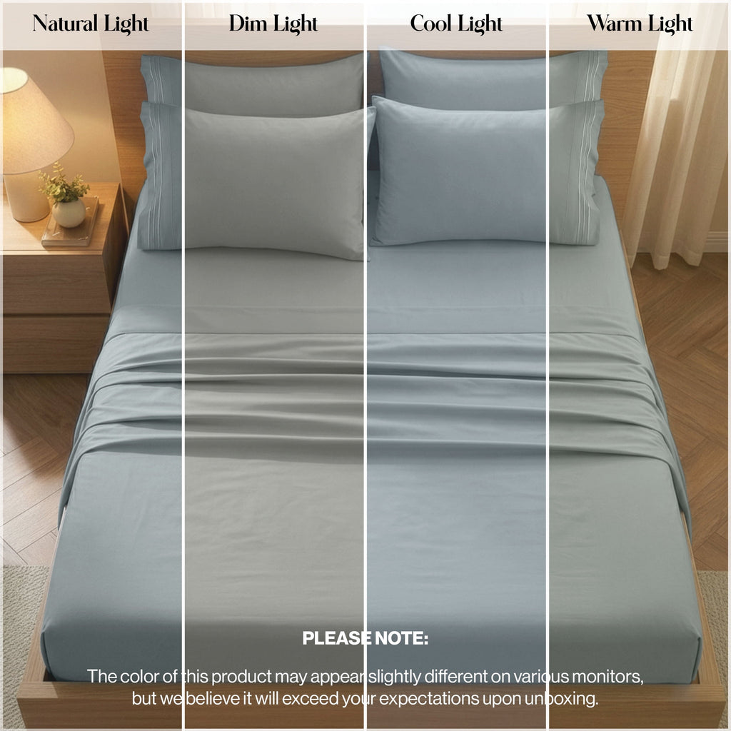 Cooling Sateen Bed Sheets - 6 Piece Ultra-Soft Microfiber Sheets Set, Deep Pocket Fitted Sheet, Flat Sheet & 4 Pillowcases, Breathab... - Premium Ultra-Soft Pillowcase Pair for Sleeping Detail