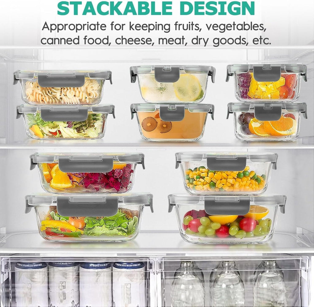 Playful Geometric 34pcs Glass Food Storage Containers with Lids Set, Airtight Meal Prep Containers (17 Containers & 17 Lids), Grey - Deliciously Soft Cupcake Sensory Glob Detail
