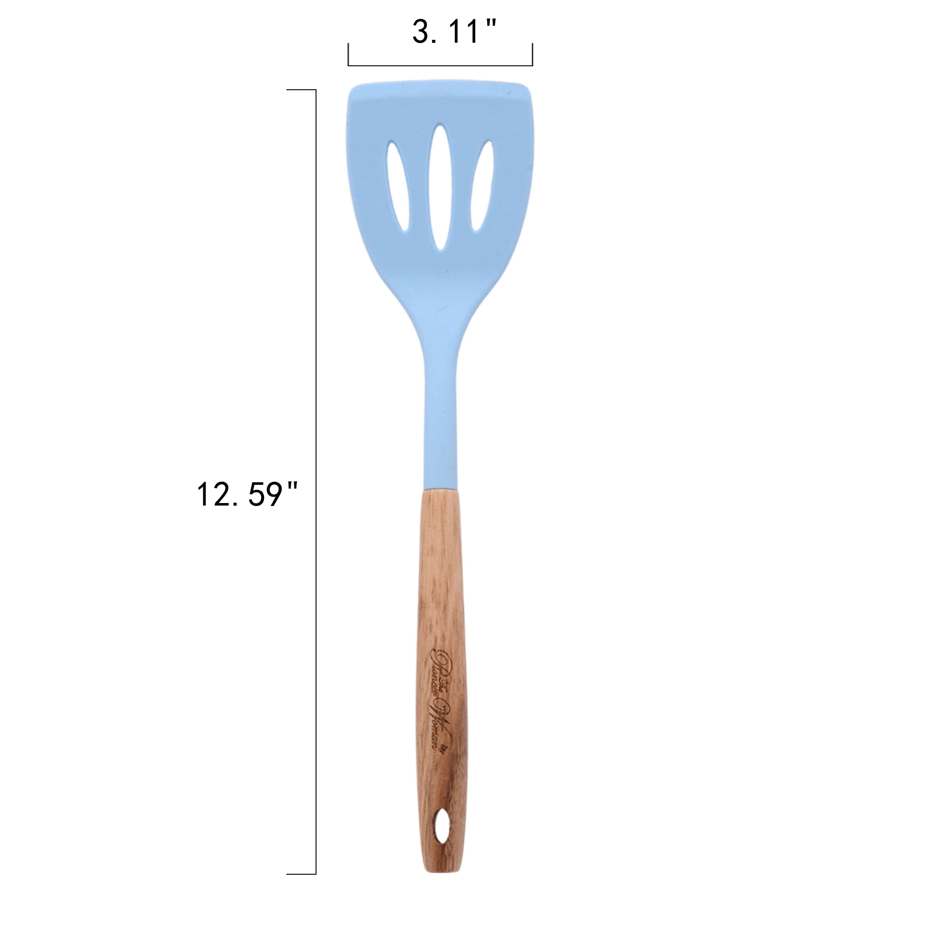 Chef-Quality 10-Piece Silicone and Acacia Wood Handle Cooking Utensils Set, Blue - Professional Kitchen Tool for Culinary Enthusiasts Detail
