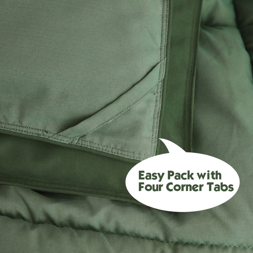 Hypoallergenic Cloud Light Weight Down Alternative Comforter Set, Queen, Green, Reversible - Cloud-Like Soft Lightweight Bed Comforter Detail