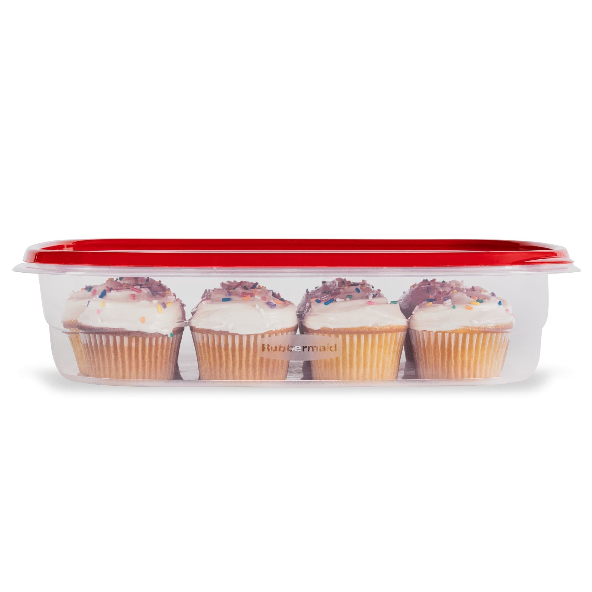 Sweet Treat Shaped 1 Gallon, 2 Packs, Red, Large Rectangular Plastic Food Storage Containers - Deliciously Soft Cupcake Sensory Glob Detail
