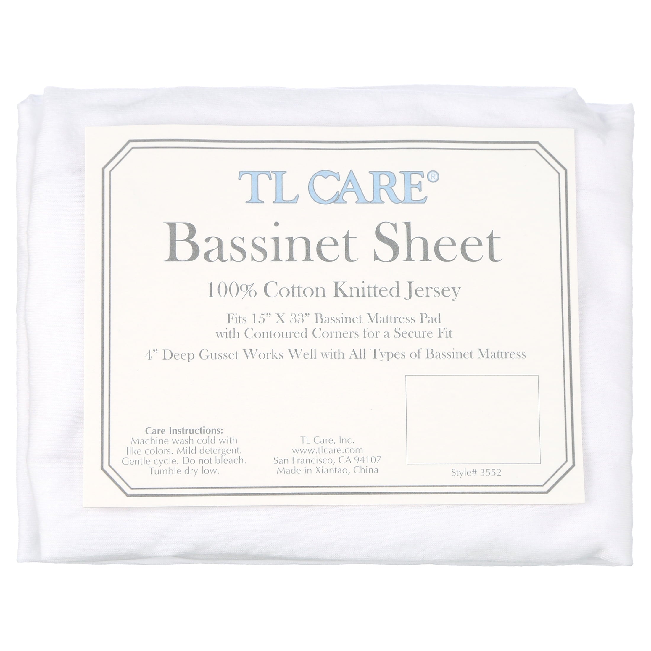 Ultra-Soft TL Care 100% Natural Breathable Cotton Jersey Knit Fitted Bassinet Sheet, White, 15" x 33", Soft Breathable, for Boys... - Cooling Hotel Quality Bedding Sheets and Pillowcases Detail