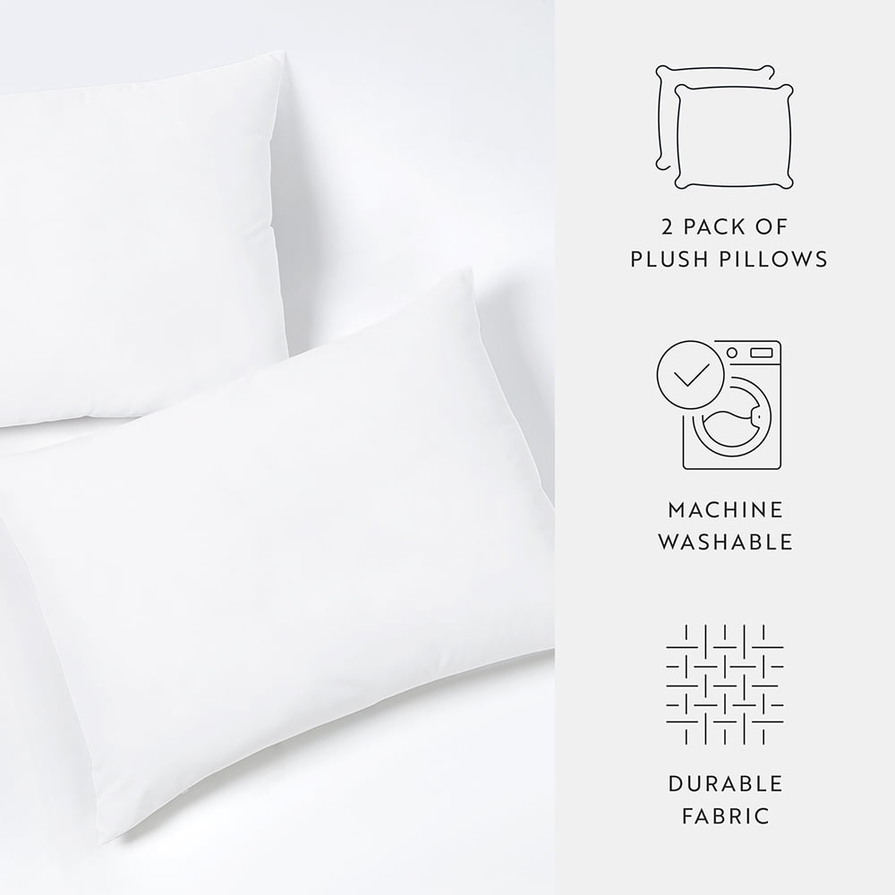 Orthopedic Support Plush Bed Pillows 2-Pack For All Sleep Styles - Back, Side and Stomach Sleepers - in King Size - Decorative Throw Pillow Cushion for Sofa & Bed Detail
