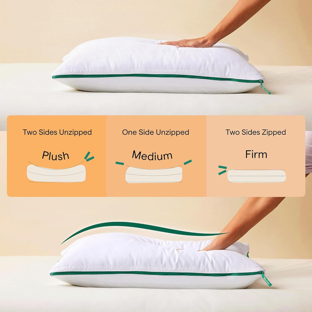 Decorative Plump Marlow Adjustable Memory Foam Bed Pillow - Neck and Back Support For Side, Back and Stomach Sleepers - Standard/Queen... - Hotel Quality Plush Sleeping Pillows Detail