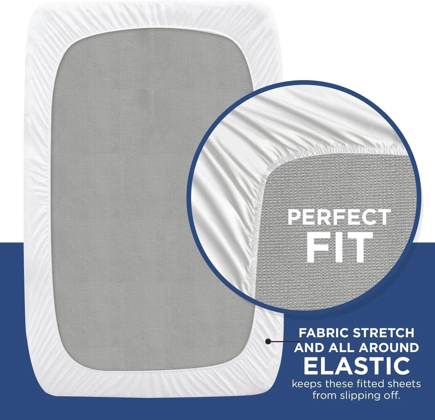 Breathable Luxury 2 Pack Fitted Hospital Bed Sheets with Elastic All Around for a Perfect Fit - Cotton Rich Soft Knitted Jersey Sheet, ... - Premium Ultra-Soft Pillowcase Pair for Sleeping Detail