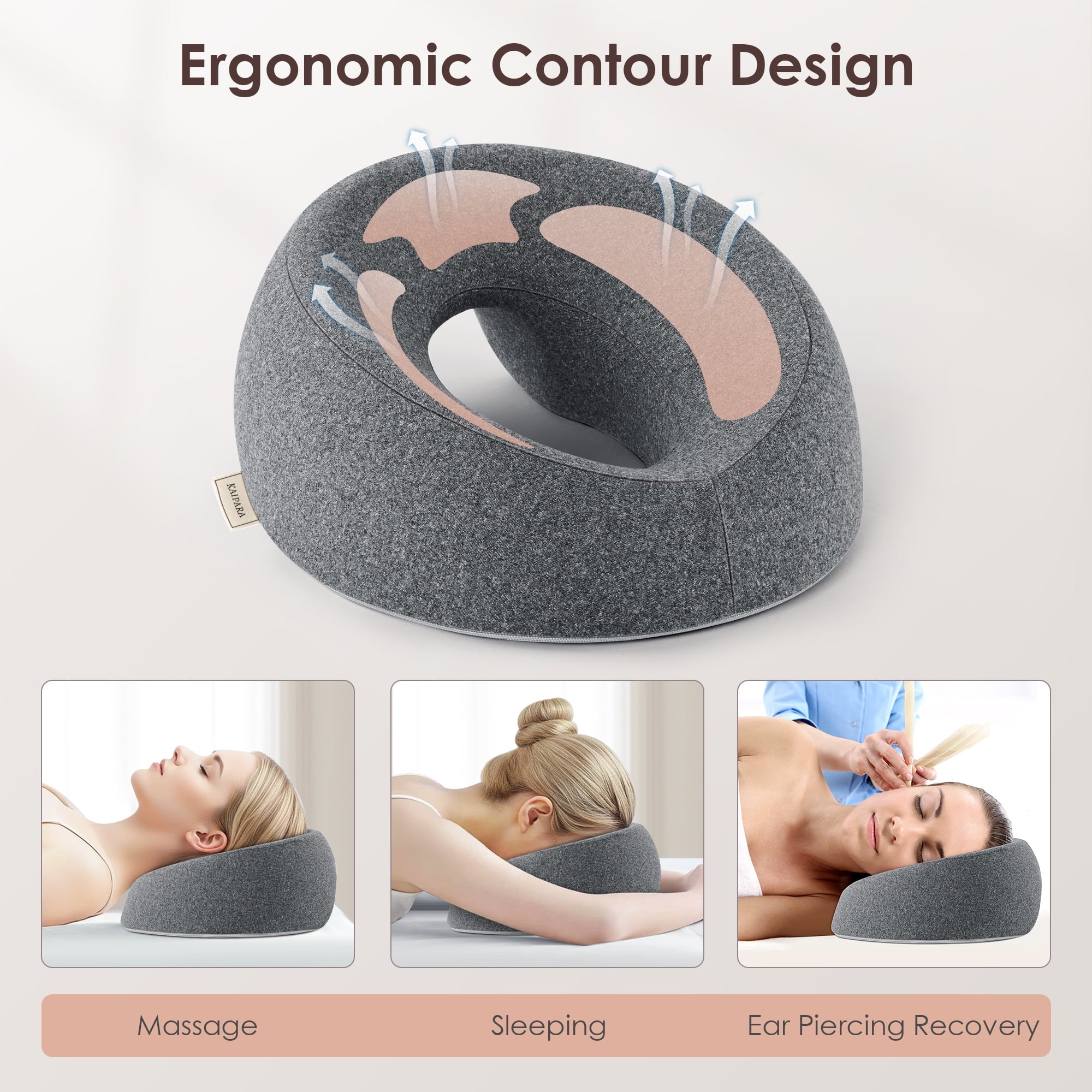 Ergonomic Memory Foam Face Down Pillow Massage Headrest for Bed, Memory Foam Pillow Face Cradle Support for Stomach Sleepers, Eye Post-Surg... - Hotel Quality Plush Sleeping Pillows Detail