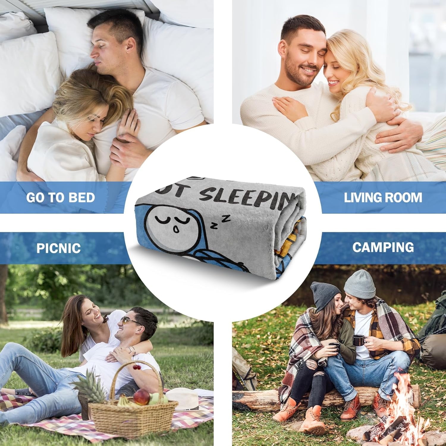 Lightweight Warm Funny Fathers Day Dad Gifts , Dads Birthday Gifts, Dad is Not Sleeping Blanket, Super Soft Throws Blanket for Napping - Luxury Knitted Decorative Throw Blanket with Fringes Detail