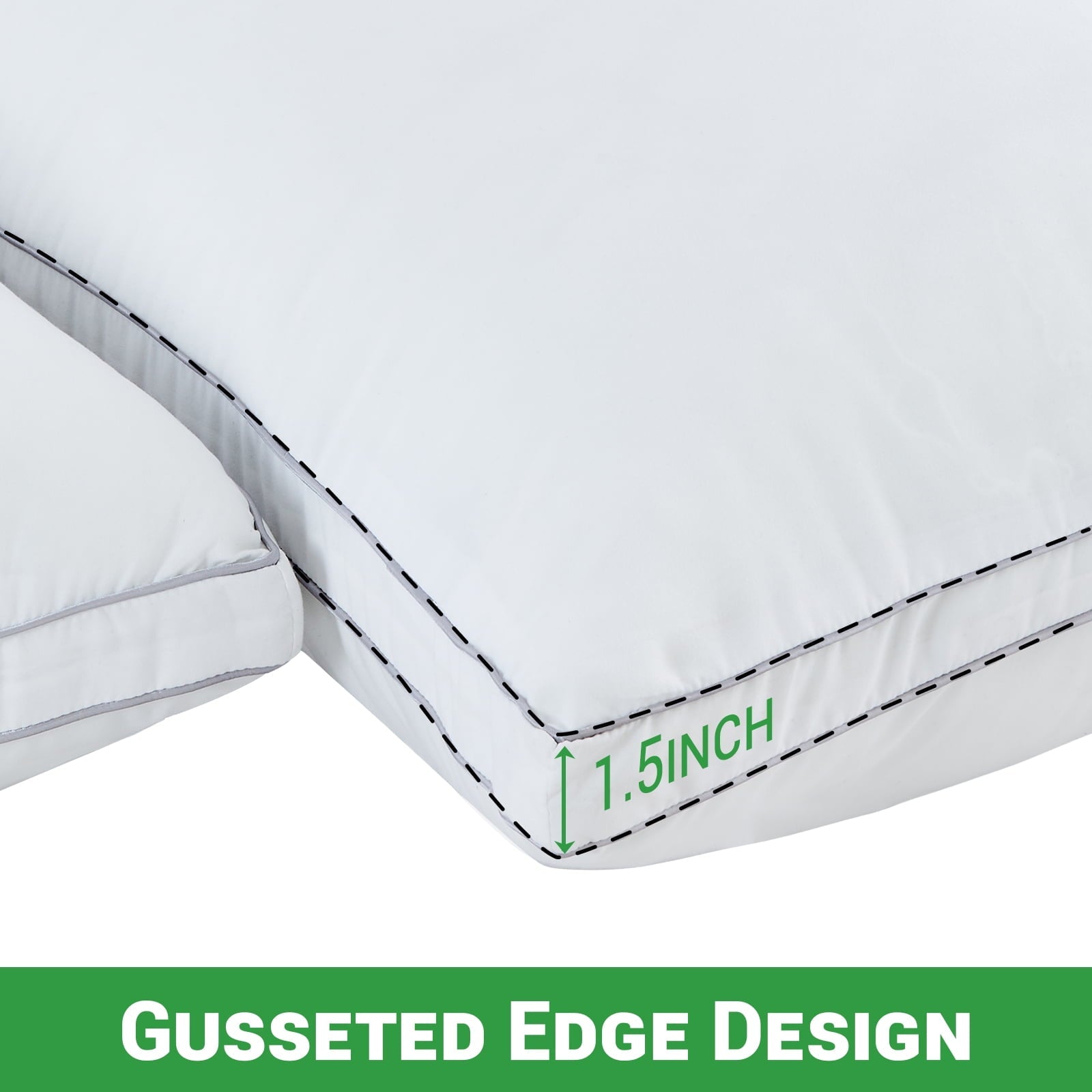 Decorative Plump 2 Pack Pillows for Bed, Standard Size Pillows Insert for Side and Back Sleepers, Soft Down Alternative Microfiber Fil... - Orthopedic Shredded Foam Bed Pillow Set Detail