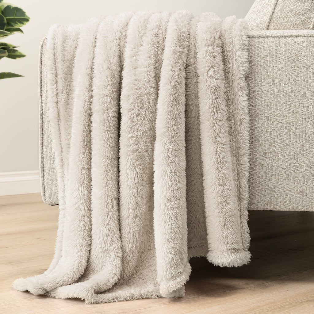 Decorative Knitted Sherpa Throw Blanket For Couch Sofa, Cream Beige Fluffy Warm Plush Blanket for Bed, Cozy Super Soft Lightweight Throw... - Luxury Knitted Decorative Throw Blanket with Fringes Detail