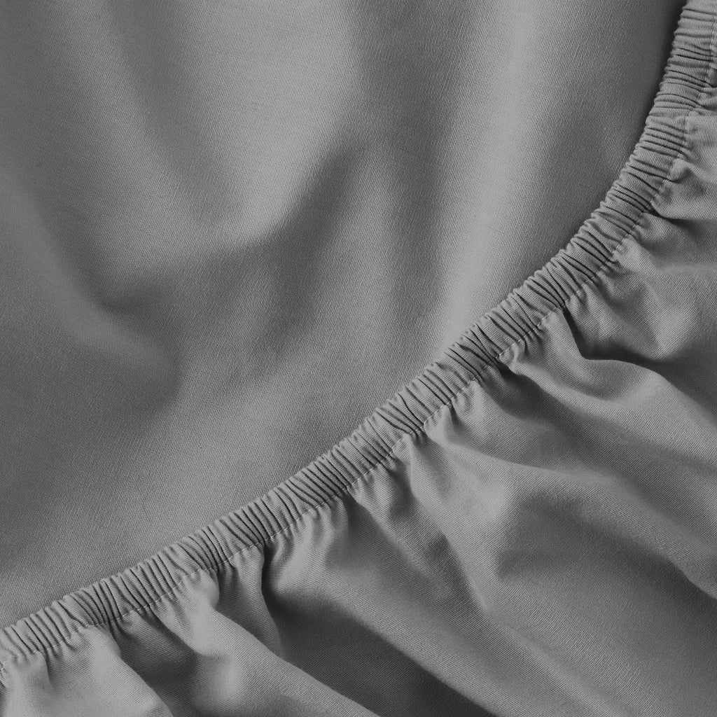 Wrinkle-Resistant Solid Soothing-Gray Cotton Blend Fitted Sheet, Twin/Twin XL - Luxury Bed Sheet Set with Deep Pockets Detail
