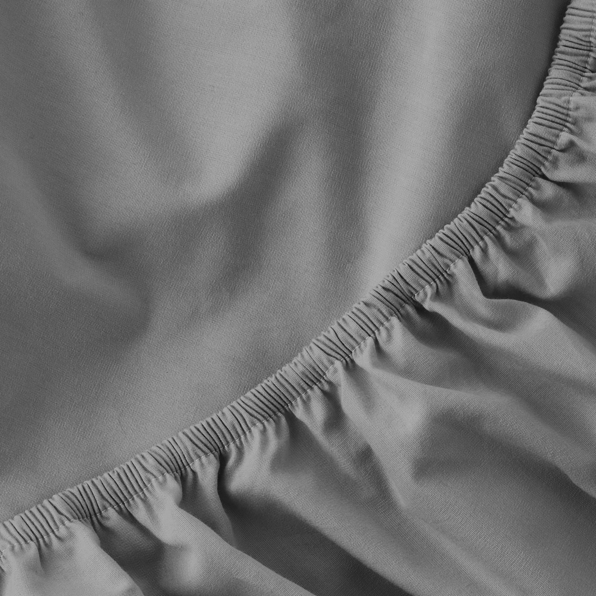 Wrinkle-Resistant Solid Soothing-Gray Cotton Blend Fitted Sheet, Twin/Twin XL - Luxury Bed Sheet Set with Deep Pockets Detail