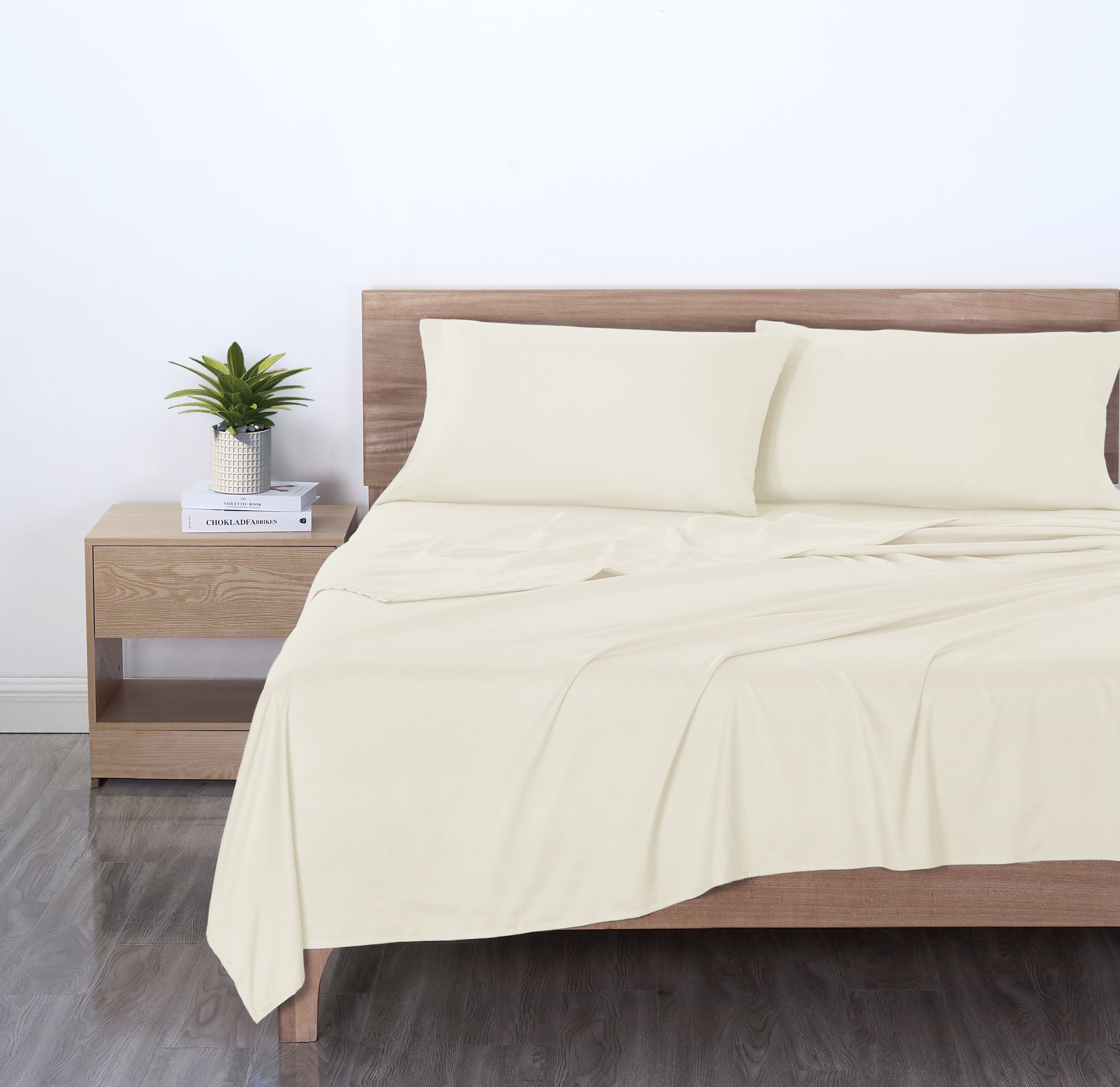 Cooling Sateen Basic Value Microfiber Bed Sheet Set, Vanilla Dream, Full, 4 Piece - Cooling Hotel Quality Bedding Sheets and Pillowcases Detail