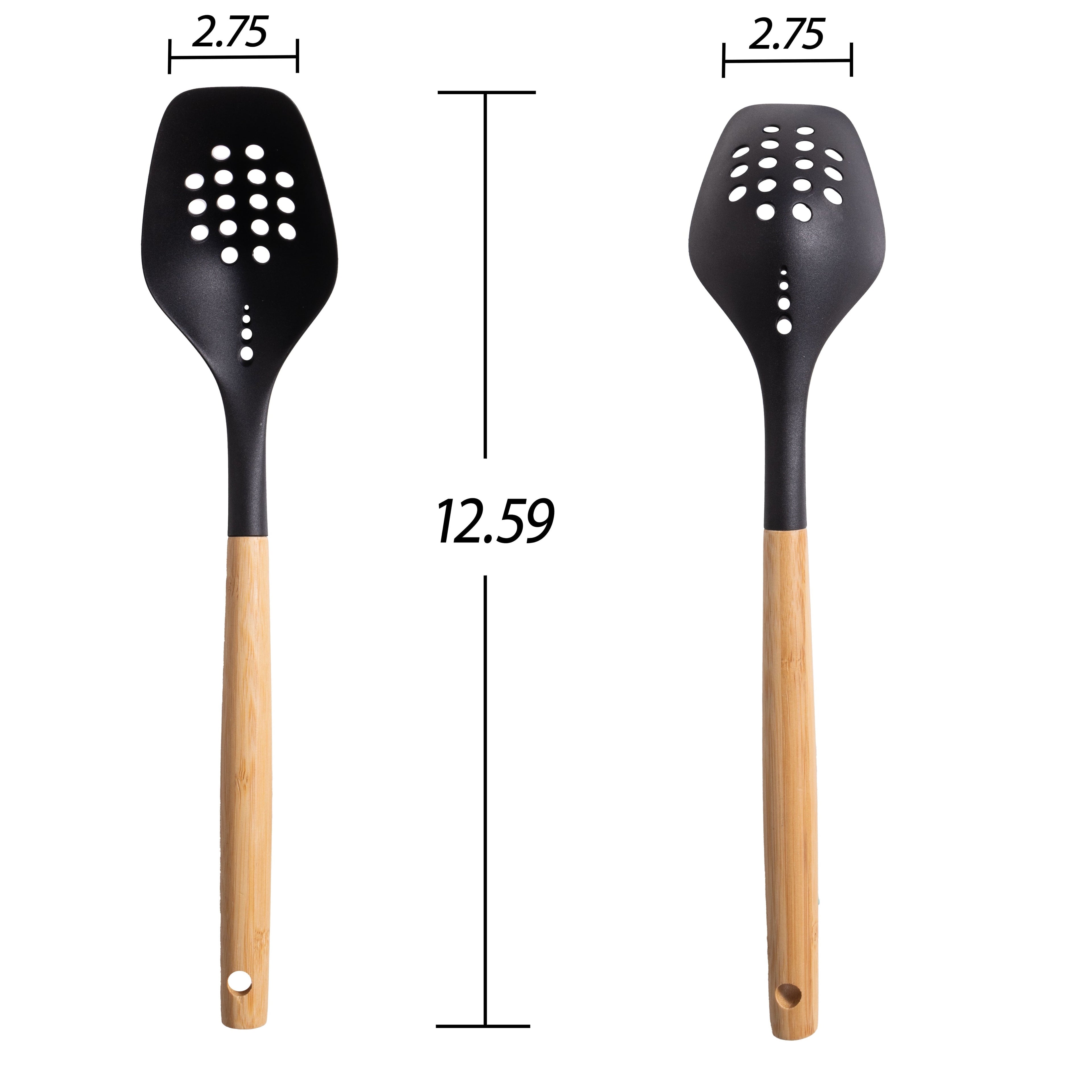 Durable Steel Cooking Spoon with Bamboo Handle, 12.6"2.7", & Bamboo, Black - Heavy Duty Stainless Steel Kitchen Shears Detail