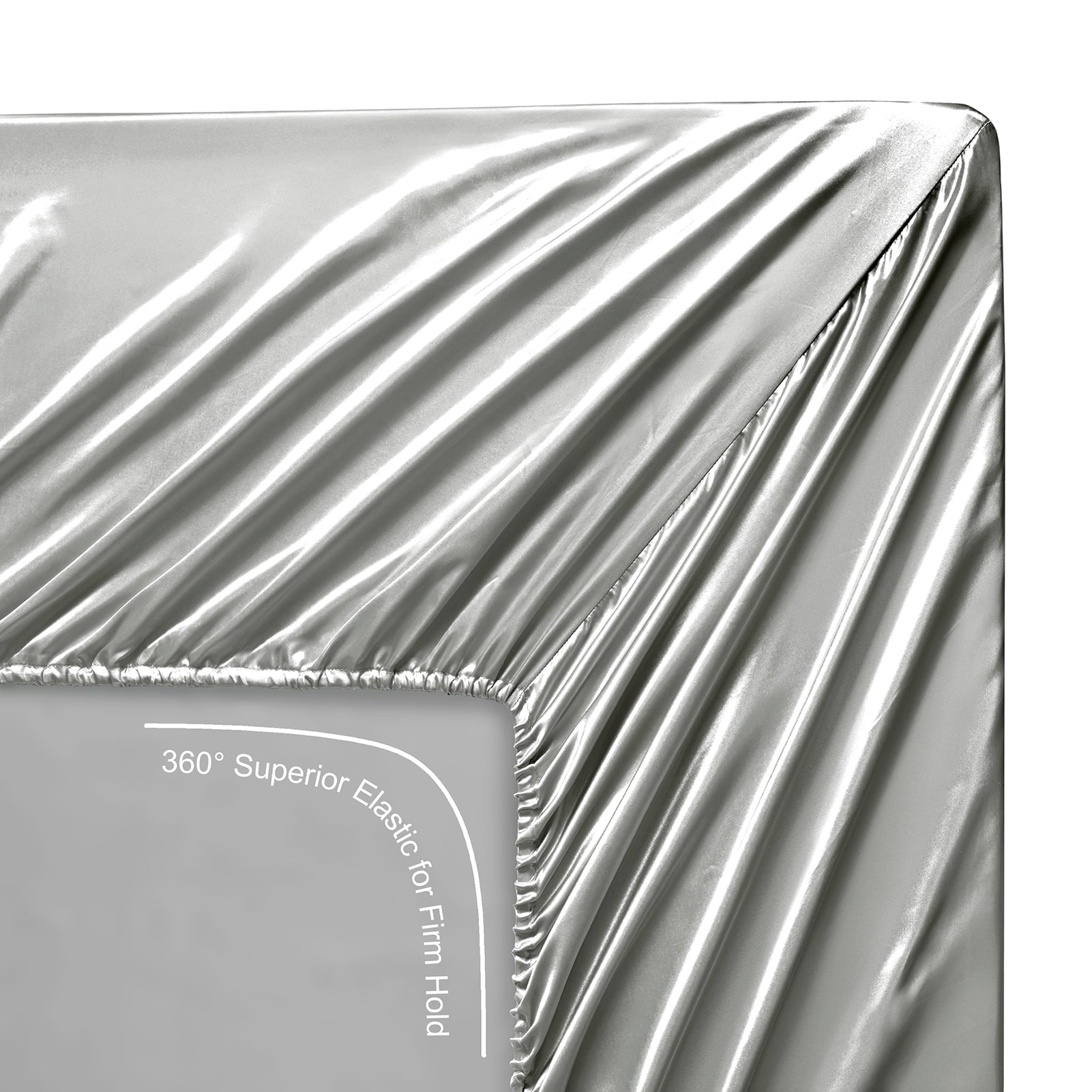 Premium Egyptian Cotton Luxury Satin Sheets Set Full Size Light Gray, 4-Piece Bedding Sets with Deep Pockets - Soft and Smooth Satin Bed Shee... - Cooling Hotel Quality Bedding Sheets and Pillowcases Detail