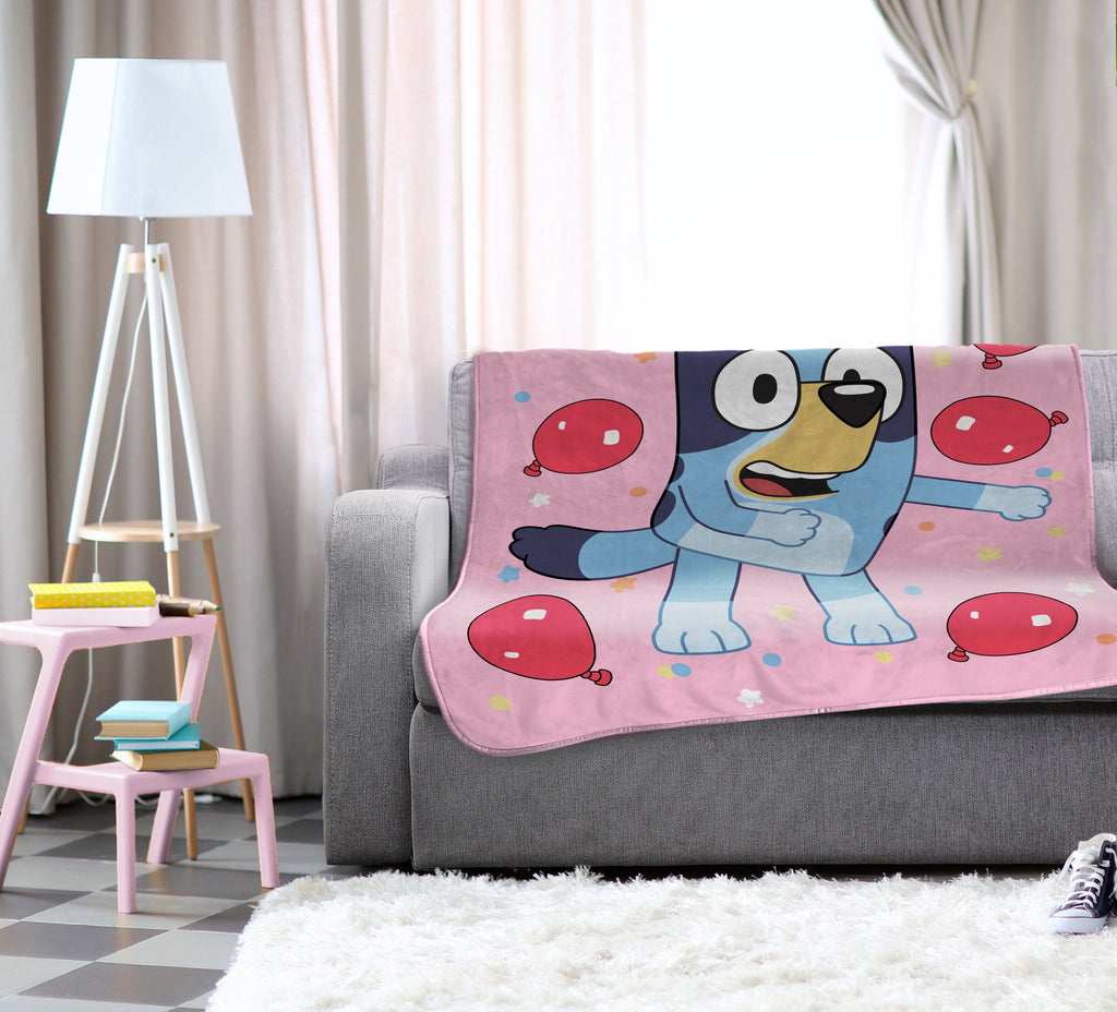Decorative Knitted Balloon Party 46" x 60" Throw Blanket, Kids, Pink, Microfiber - Lightweight Plush Warm Blanket for All Seasons Detail