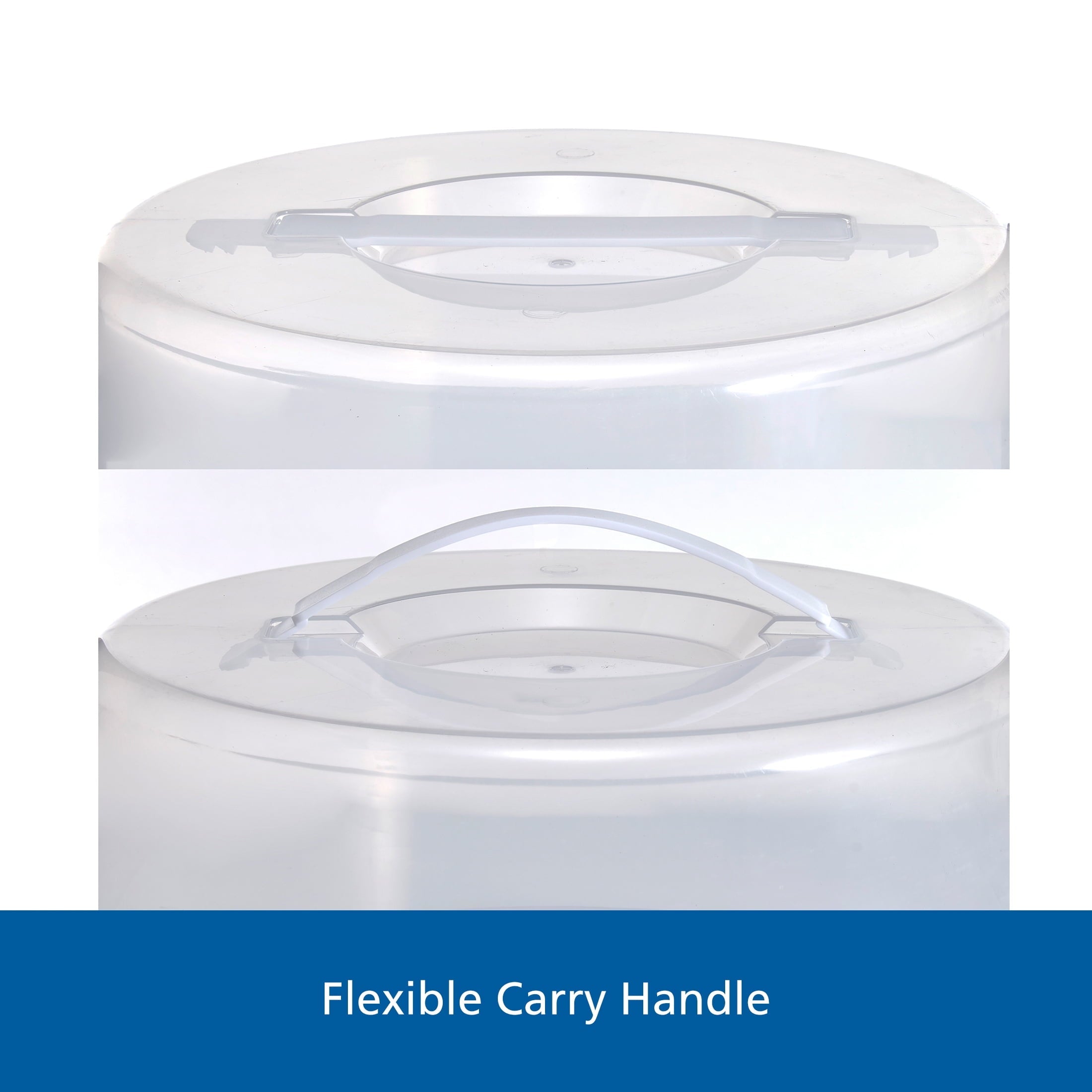 Innovative 12 inch Clear Cake Carrier with 2pk 9 inch Gray Round Pans, Carbon Steel - Multi-Functional Manual Food Chopper & Slicer Detail