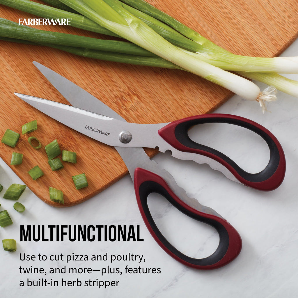 Multi-Functional Stainless Steel Kitchen and Herb Shears with Red and Black Handle - Multi-Functional Manual Food Chopper & Slicer Detail