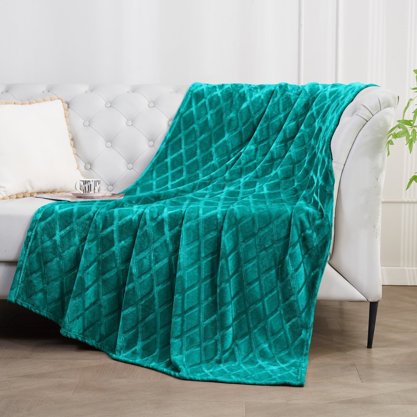 Lightweight Warm Large Soft Throw Blanket for Couch, 50x70 Inches Diamond Geometry Pattern Velvet Fleece Blanket, Cozy, Warm and Light... - Lightweight Plush Warm Blanket for All Seasons Detail