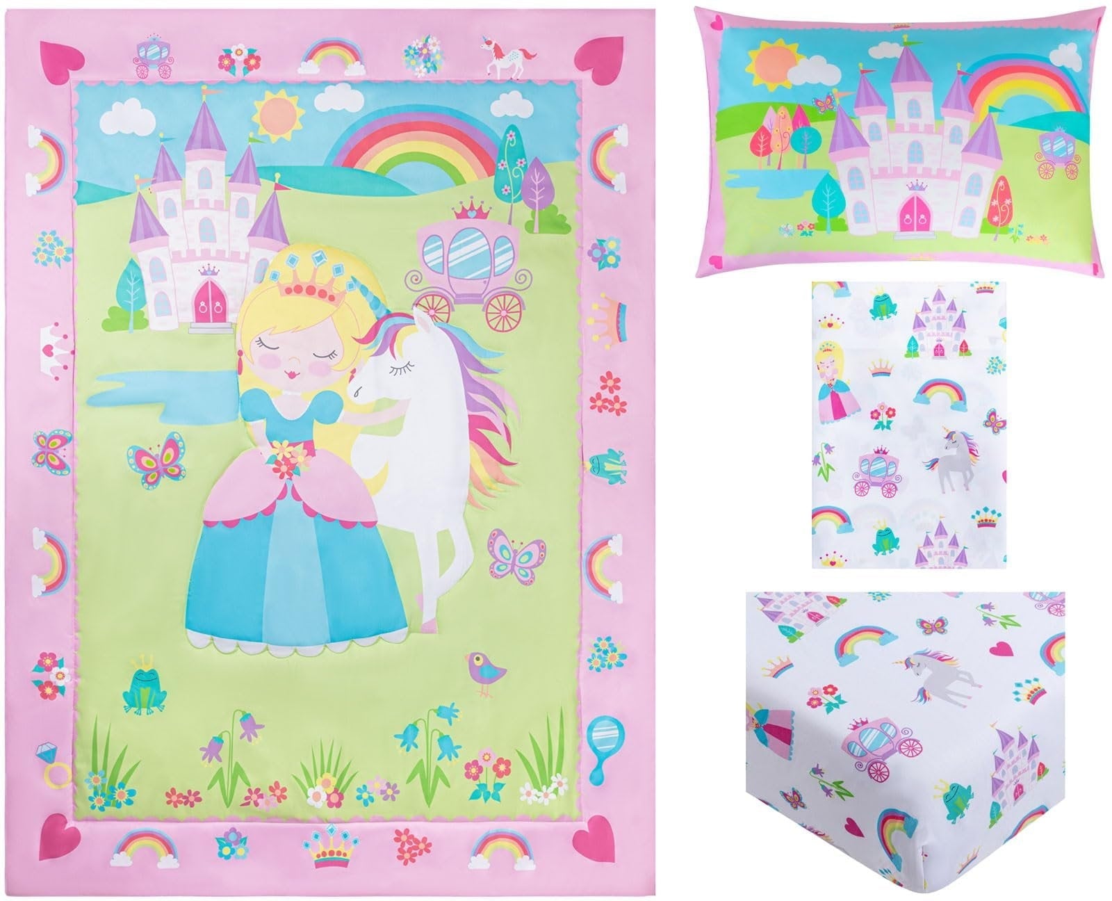 Hypoallergenic Cloud Princess Toddler Bedding Set for Girls - 4-Piece Toddler Bed Comforter Sets for Girls, Reversible Comforter & Pillowc... - Cloud-Like Soft Lightweight Bed Comforter Detail