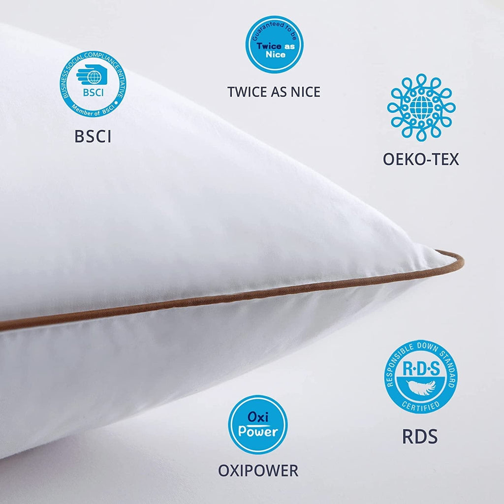 Ergonomic Memory Foam Down Feather Pillows for Bed 20 x 30 Inches Queen Size Set of 2, Medium Firm Luxury Cooling Hotel Collection Feather ... - Orthopedic Shredded Foam Bed Pillow Set Detail