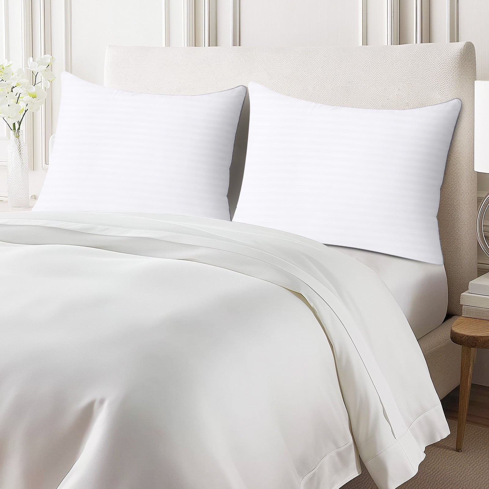 Ergonomic Memory Foam Pillows Standard Size Set of 2, Hotel Quality, Down Alternative Gusseted Bed Pillows for Side, Back, And Stomach Slee... - Decorative Throw Pillow Cushion for Sofa & Bed Detail
