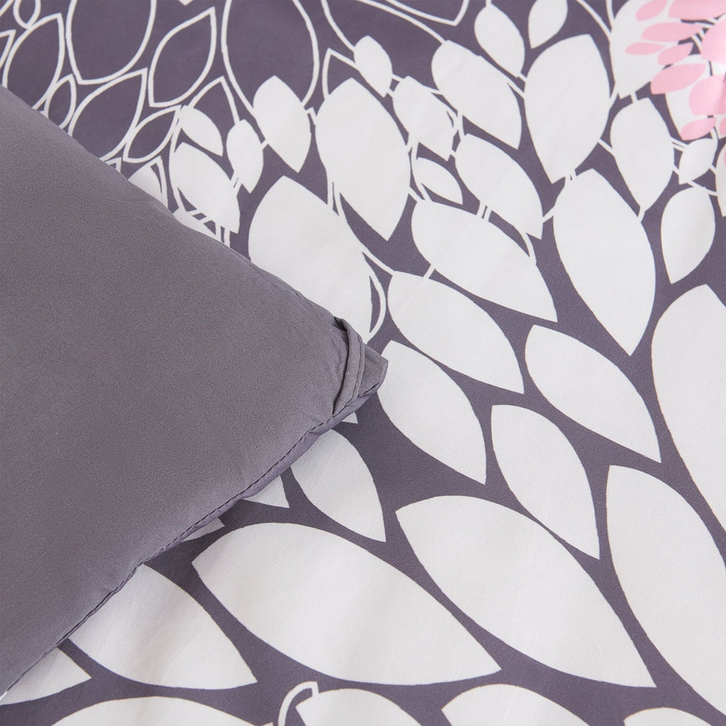 Fluffy Down Alternative 2 Pieces Pink Floral Comforter Set Twin Size, Botanical Bedding Sets with Cute Flowers Printing for Teen Girls - Hypoallergenic Ultra-Fluffy Quilt for Winter Detail