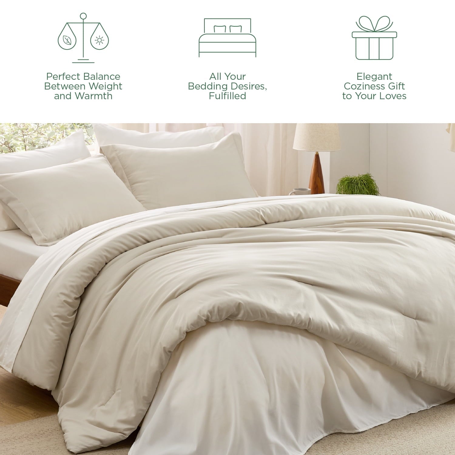 Heavyweight Warmth Twin Comforter Set Beige, 5 Pieces Lightweight Twin Bedding Sets Boho with Comforter, Sheet, Pillowcase & Sham - Hypoallergenic Ultra-Fluffy Quilt for Winter Detail