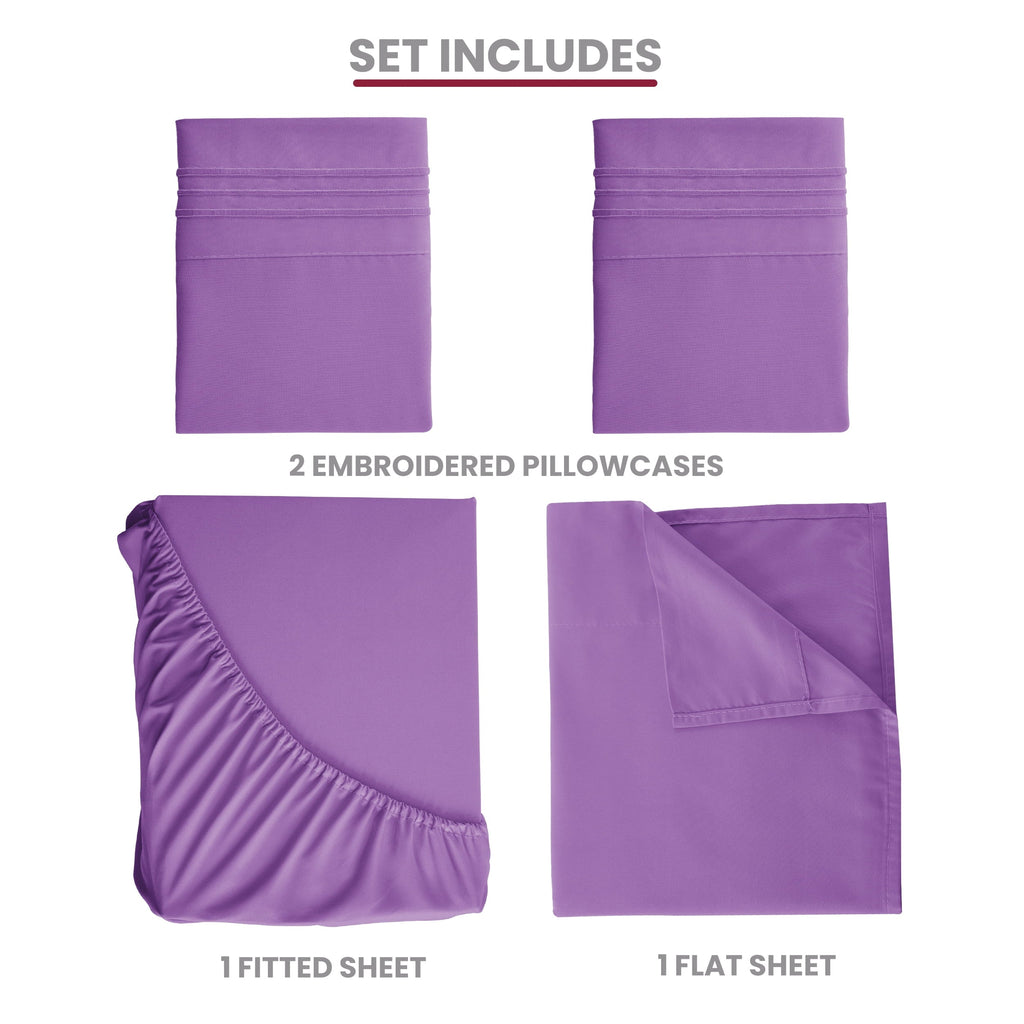 Wrinkle-Resistant Queen Size Sheets Set Brushed Microfiber High GSM, 4 Piece Sheet Set Upto 16 Inches Deep Pocket Bedding Sheets & Pillow - Breathable Egyptian Cotton Flat & Fitted Sheets Detail