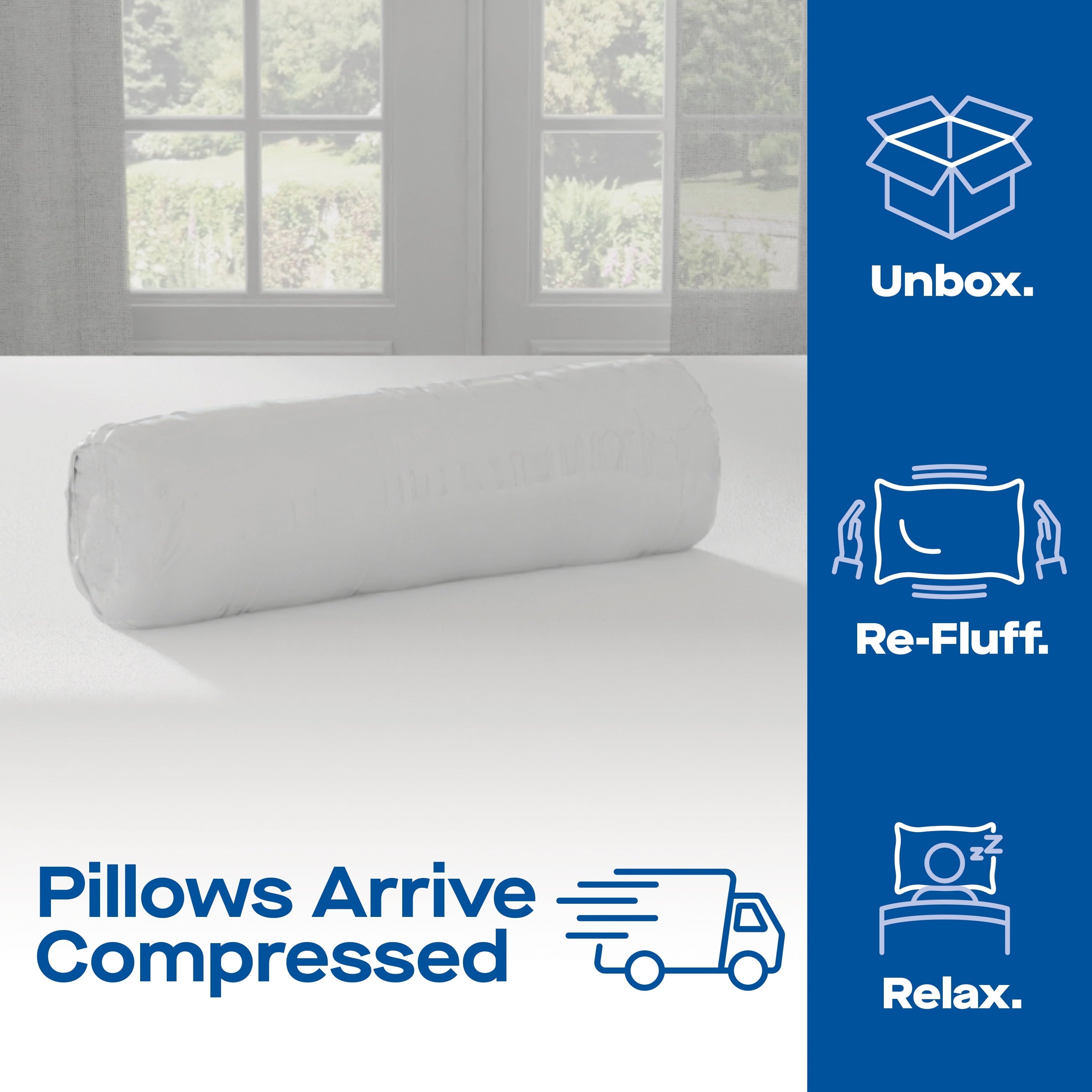 Ergonomic Memory Foam Huggable Support Bed Pillow, Standard- Soft Velvety Cover, Squishable Comfort (2 Count) - Decorative Throw Pillow Cushion for Sofa & Bed Detail