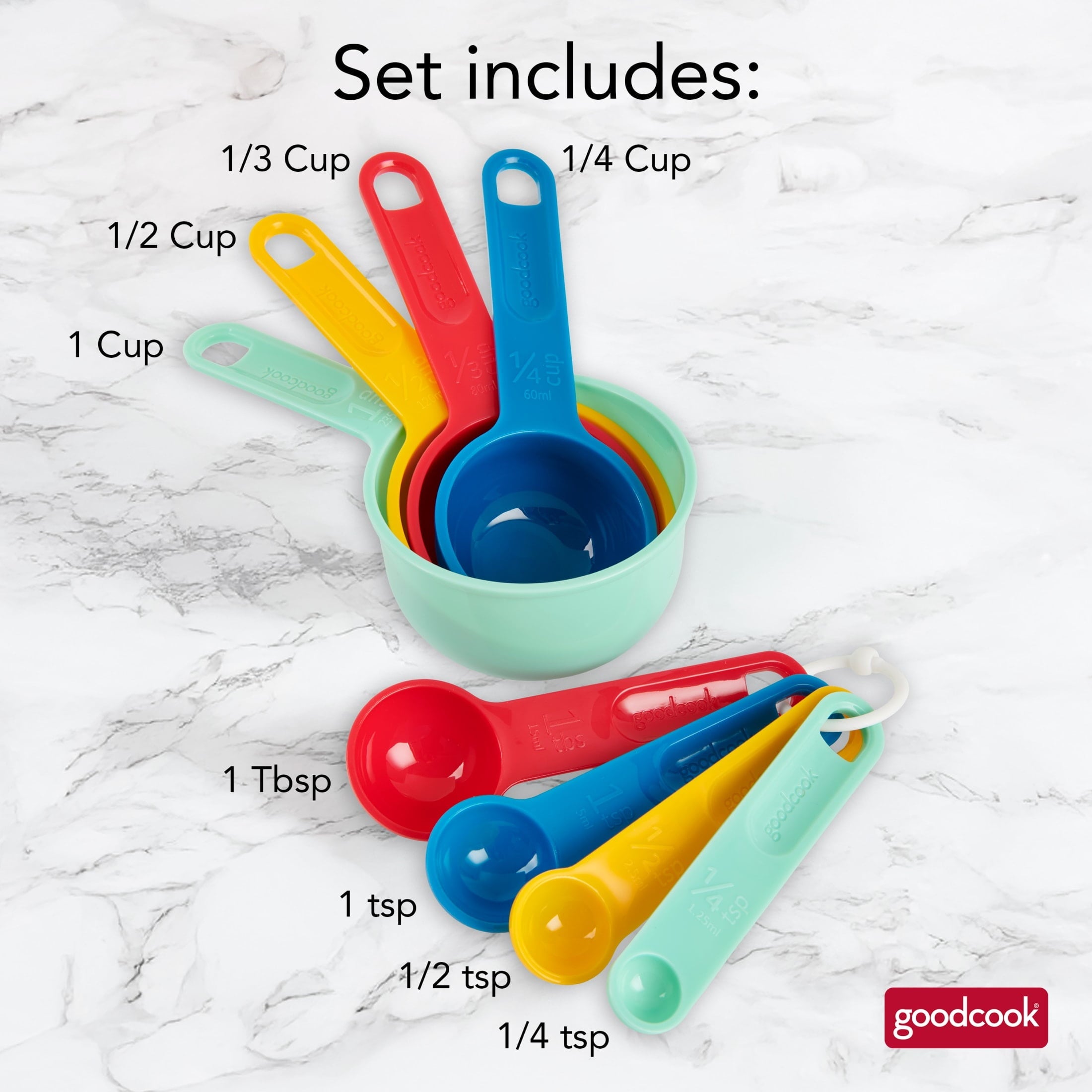 Innovative Measuring Cups And Spoons, Set Of 8 Nesting With Storage Ring - Multi-Functional Manual Food Chopper & Slicer Detail