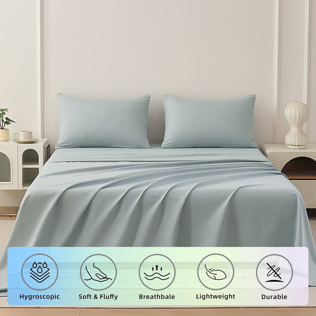 Breathable Luxury Sheets Set 4 Piece Queen/Full Size Sheet Set, Soft & Lightweight And Breathable ding Set, Fitted Sheet, Flat Sheet & ... - Breathable Egyptian Cotton Flat & Fitted Sheets Detail