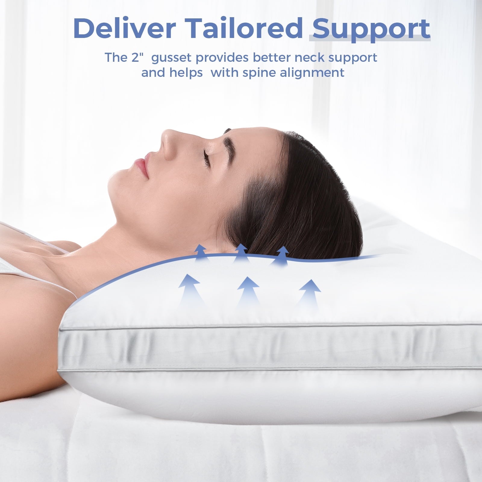 Ergonomic Memory Foam Bed Pillows King Size Set of 2, Luxury Hotel Quality,Fluffy and Supportive Gusseted Bed Pillows for Side, Back, or St... - Hotel Quality Plush Sleeping Pillows Detail