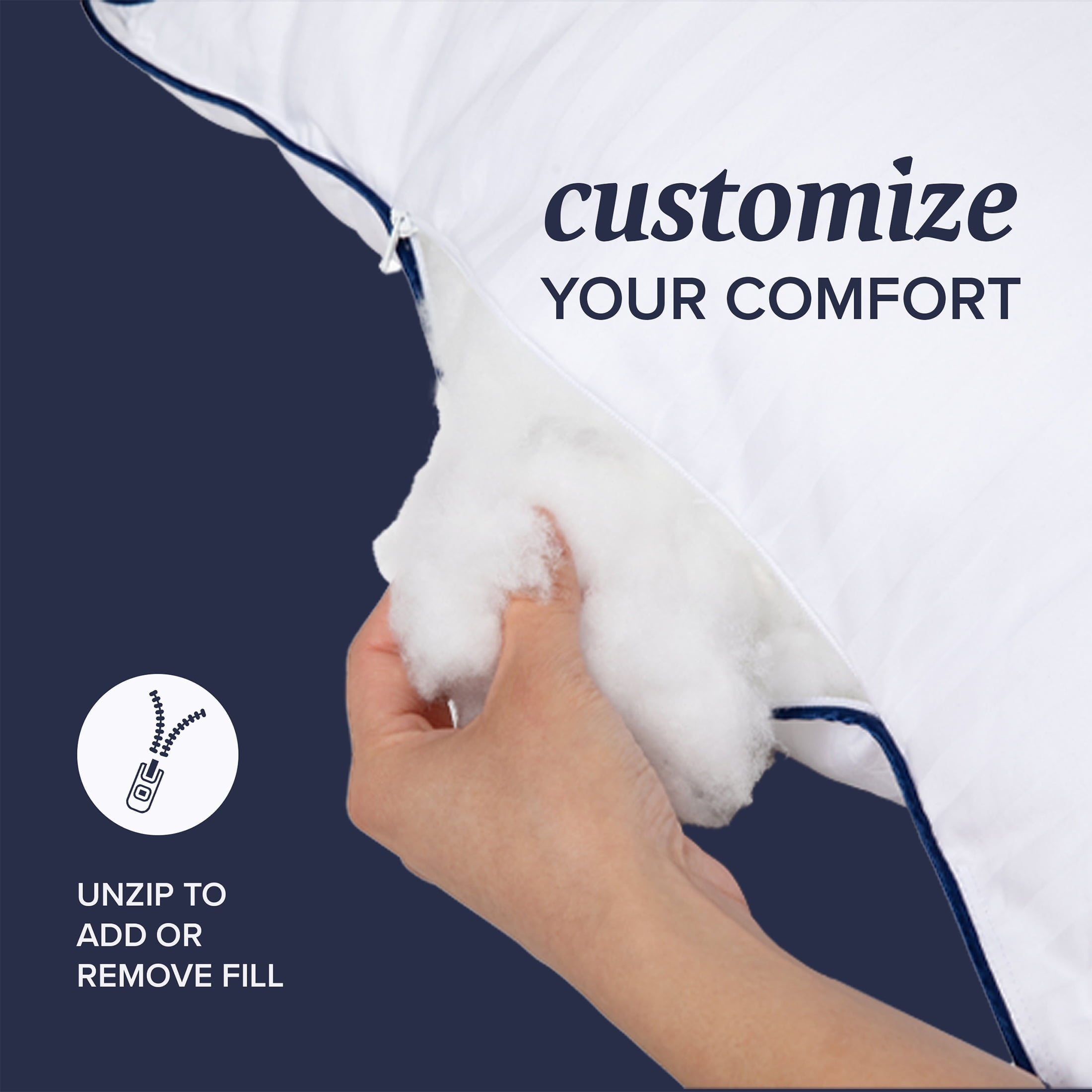 Orthopedic Support Customizable Down Alternative Queen Pillow 1 Pack, Adult - Decorative Throw Pillow Cushion for Sofa & Bed Detail