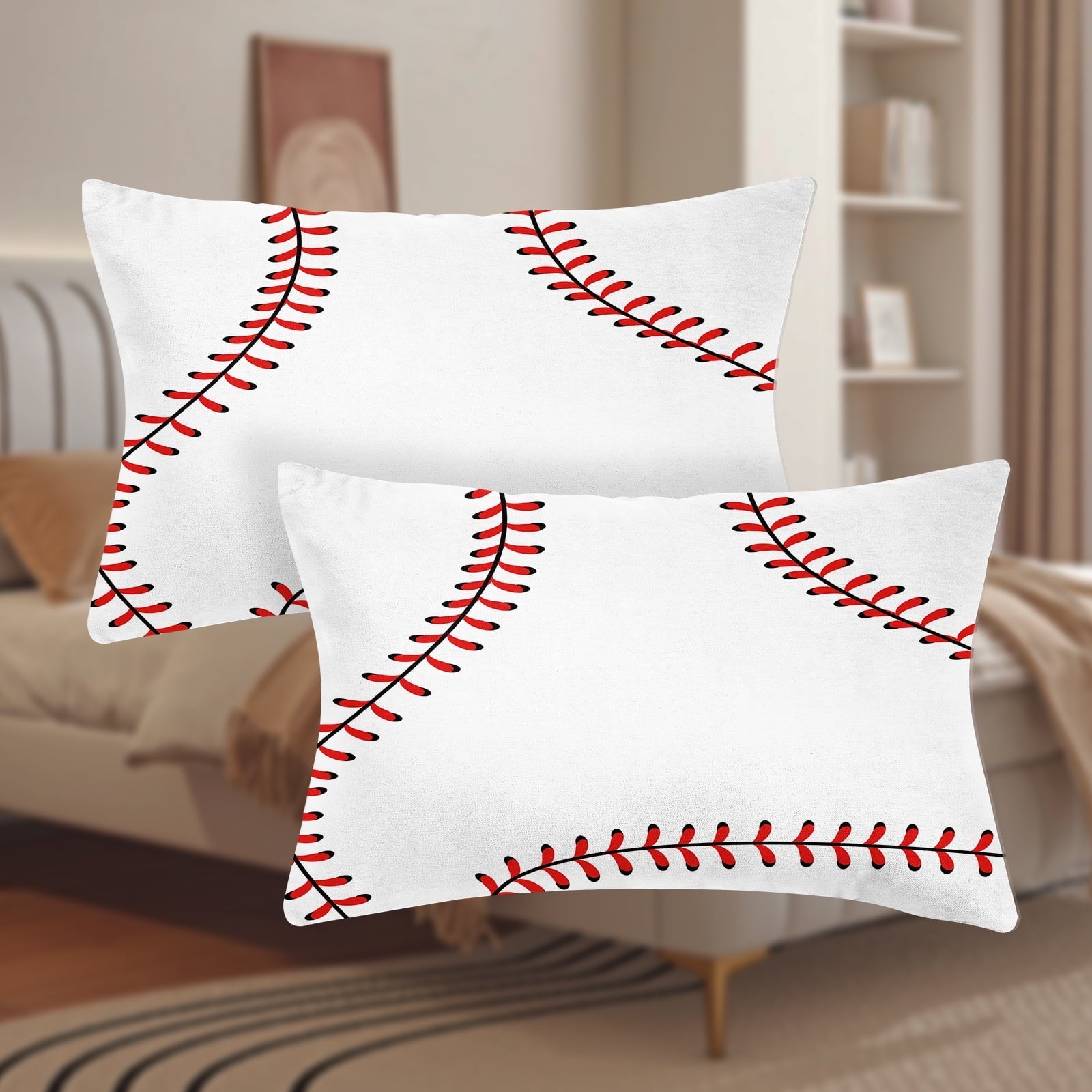 Premium Egyptian Cotton Baseball Sheet Set Sports Theme Bedding Set for Kids 3D Baseball Pattern Bed Sheets Baseball Games Bed Sheet Set Room... - Cooling Hotel Quality Bedding Sheets and Pillowcases Detail