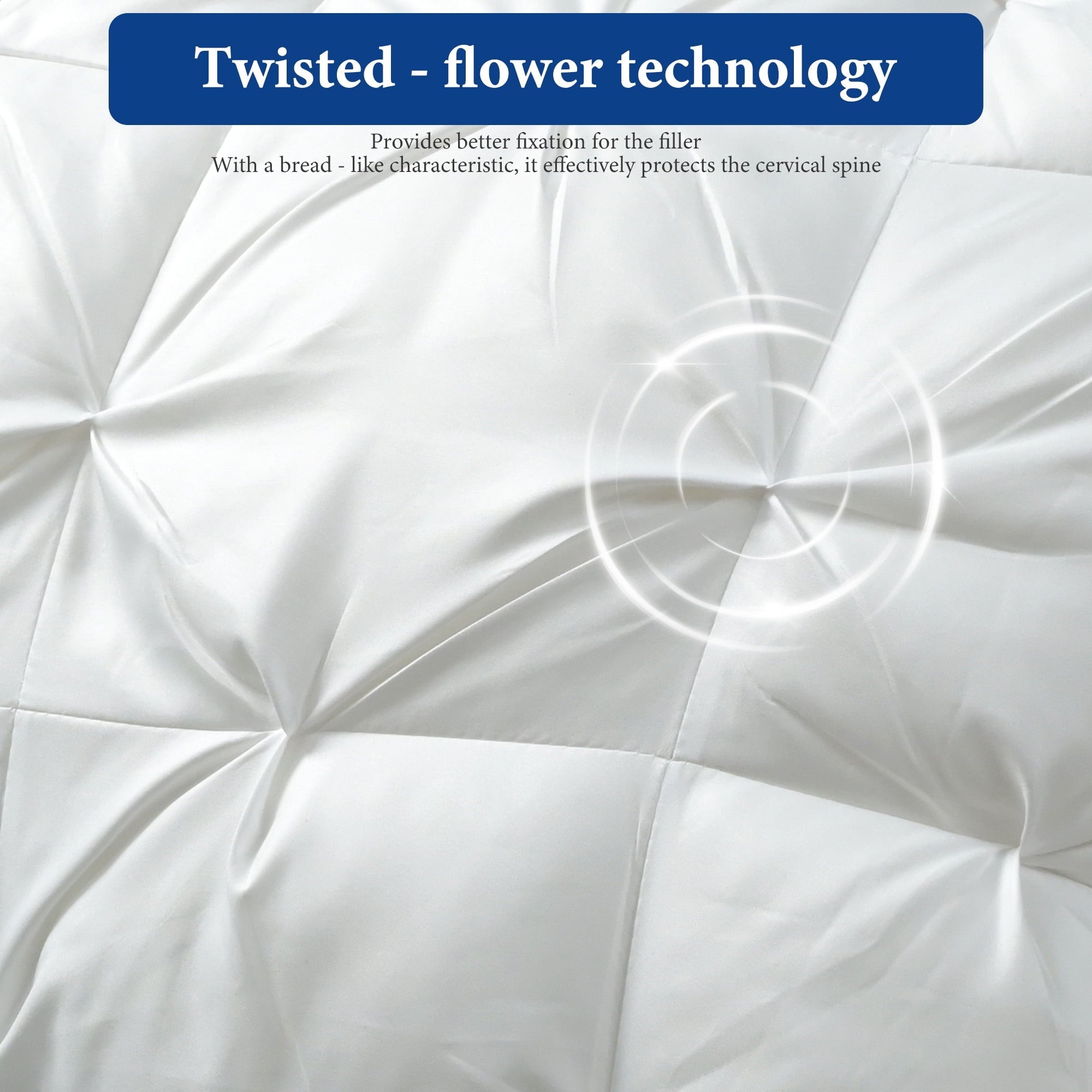 Ergonomic Memory Foam 2-Pack Luxurious Hotel-Quality ,Resistant to Flattening, All-Season,White - Hotel Quality Plush Sleeping Pillows Detail