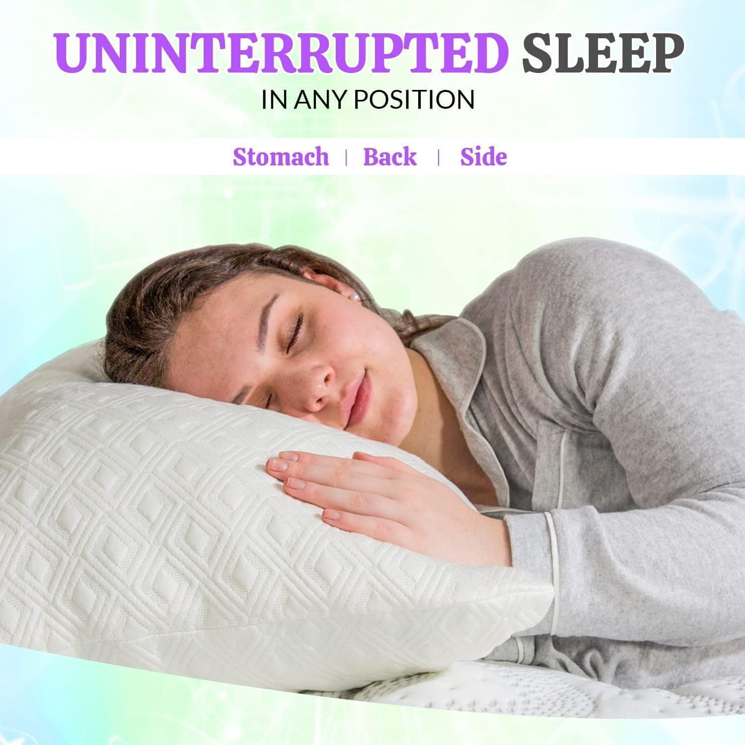 Fluffy Shredded King Size Bamboo Pillow, Memory Foam Bed Pillows with Washable Pillowcases, King - Orthopedic Shredded Foam Bed Pillow Set Detail