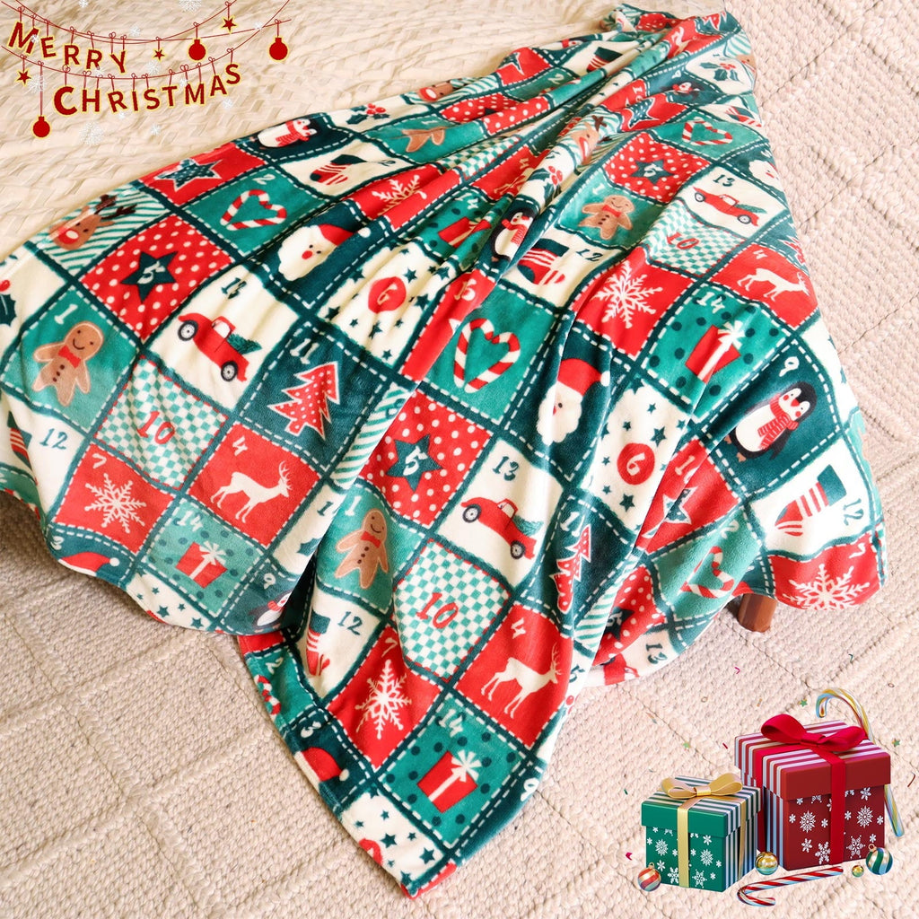 Reversible Sherpa Cozy Blanket Printed Blanket Throw Christmas Blanket - 300 GSM Fleece Blanket Throw Size Blanket for Home Decoration,... - Luxury Knitted Decorative Throw Blanket with Fringes Detail