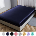 Ultra-Soft Fitted Sheet Deep Pocket Bed Sheet Satin Silk Sheets Ultra Soft Machine Washable Twin, Navy Blue - Cooling Hotel Quality Bedding Sheets and Pillowcases - Default Title