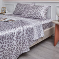 Breathable Luxury Satin Sheets Twin Silk Sheets Silver Leopard Bed Sheet Set Deep Pocket Bed Flat Fitted Sheet, 3-Pieces - Cooling Hotel Quality Bedding Sheets and Pillowcases - Default Title