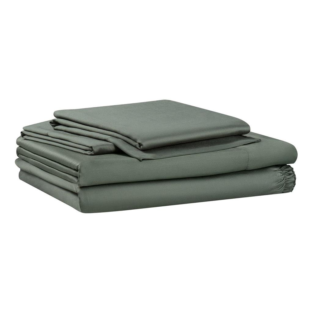 Cooling Sateen 4-Piece & Silky Serenity 100% Bed Sheets Set, Flagstone, Queen - Cooling Hotel Quality Bedding Sheets and Pillowcases - Default Title
