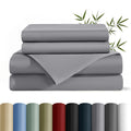 Cooling Sateen Bamboo Queen Sheet Set, Luxury Soft 4 Pieces Bed Sheets with 18" Deep Pocket, Gray - Cooling Hotel Quality Bedding Sheets and Pillowcases - Default Title