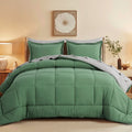 Heavyweight Warmth Grass Green/Grey Queen Size Comforter Set,3-Pieces Reversible Comforter Set Soft and Lightweight,All Season Down Alte... - Hypoallergenic Ultra-Fluffy Quilt for Winter - Default Title