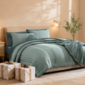 Fluffy Down Alternative 7-piece Bed in a Bag Comforter Set with Sheets,Sage Green,Full - Luxurious Quilted Duvet Cover Set - Default Title