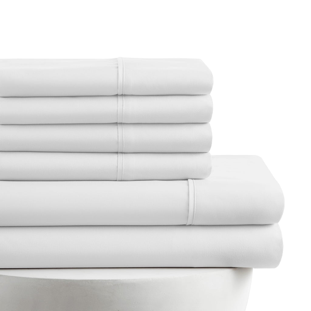 Wrinkle-Resistant Queen Size 6 Piece Bed Sheet Set White - Ultra Soft Microfiber Deep Pocket Wrinkle Free - Breathable Egyptian Cotton Flat & Fitted Sheets - Default Title