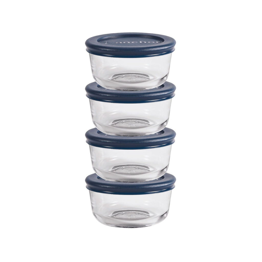Deliciously Squishy Glass Food Storage Containers with Lids, 1 Cup Round, Set of 4 - Fun Food Fidget Cookie Squishable Toy - Default Title