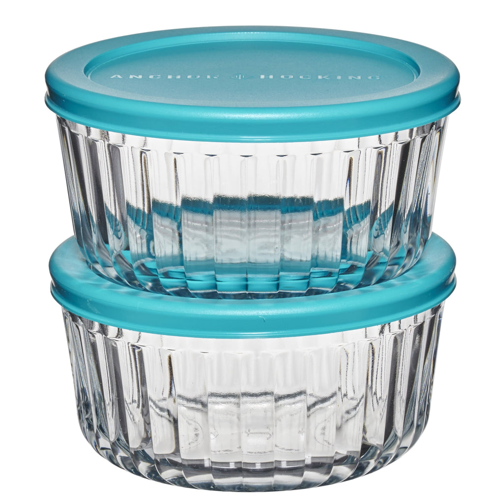 Fun Food Fidget Glass Food Storage Container with Lids, 4 Cup Round, Set of 2 - Fun Food Fidget Cookie Squishable Toy - Default Title