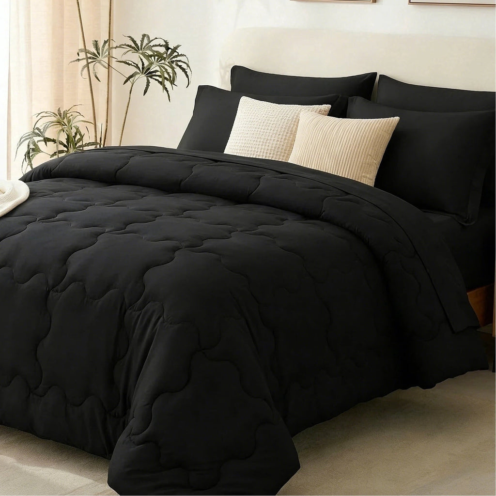 Hypoallergenic Cloud 7 Pieces Comforter Set Full，Bed in A bag，All Seasons Bedding sets with Comforter,Fitted Sheet,Flat Sheet,Pillowcases ... - Hypoallergenic Ultra-Fluffy Quilt for Winter - Default Title