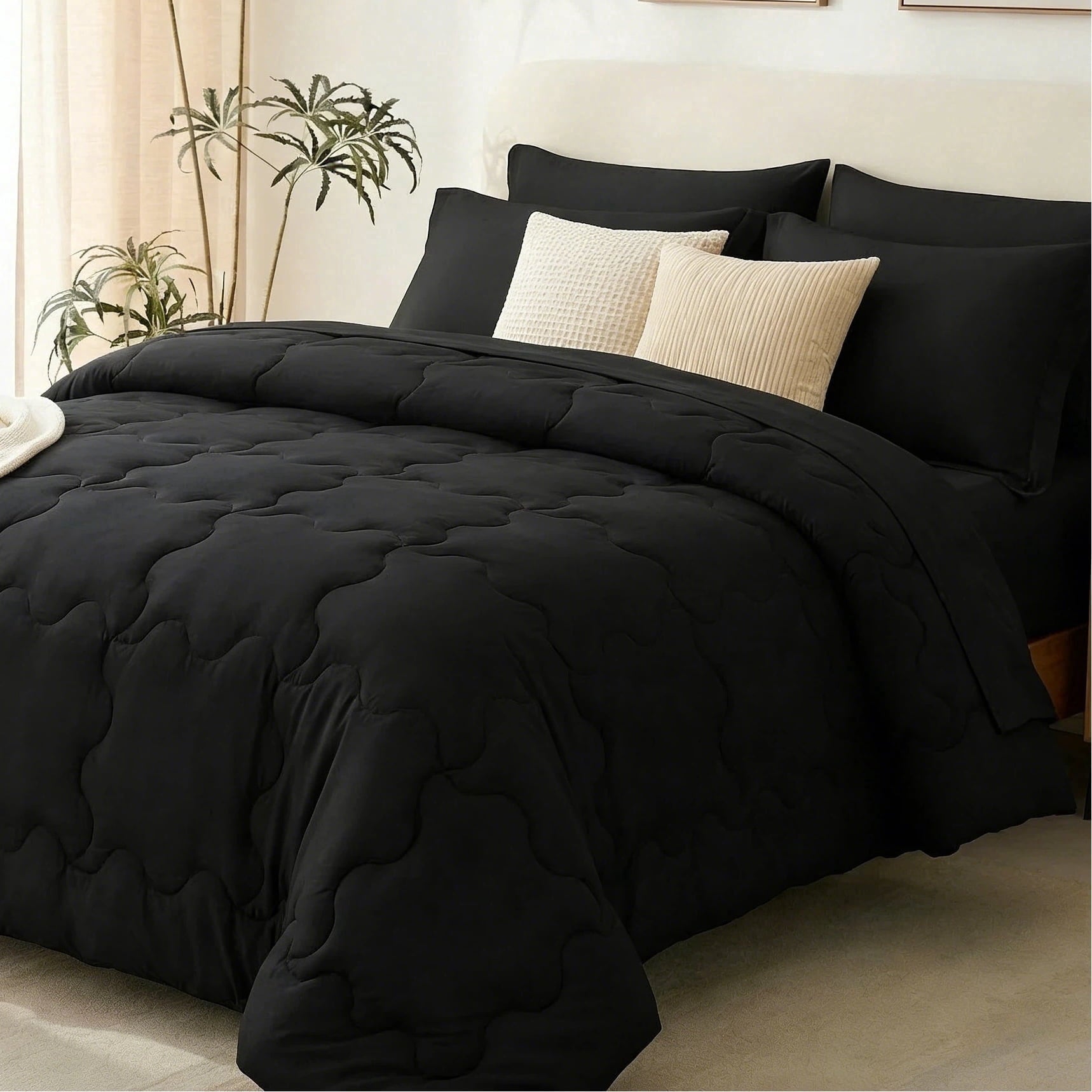 Hypoallergenic Cloud 7 Pieces Comforter Set Full，Bed in A bag，All Seasons Bedding sets with Comforter,Fitted Sheet,Flat Sheet,Pillowcases ... - Hypoallergenic Ultra-Fluffy Quilt for Winter - Default Title