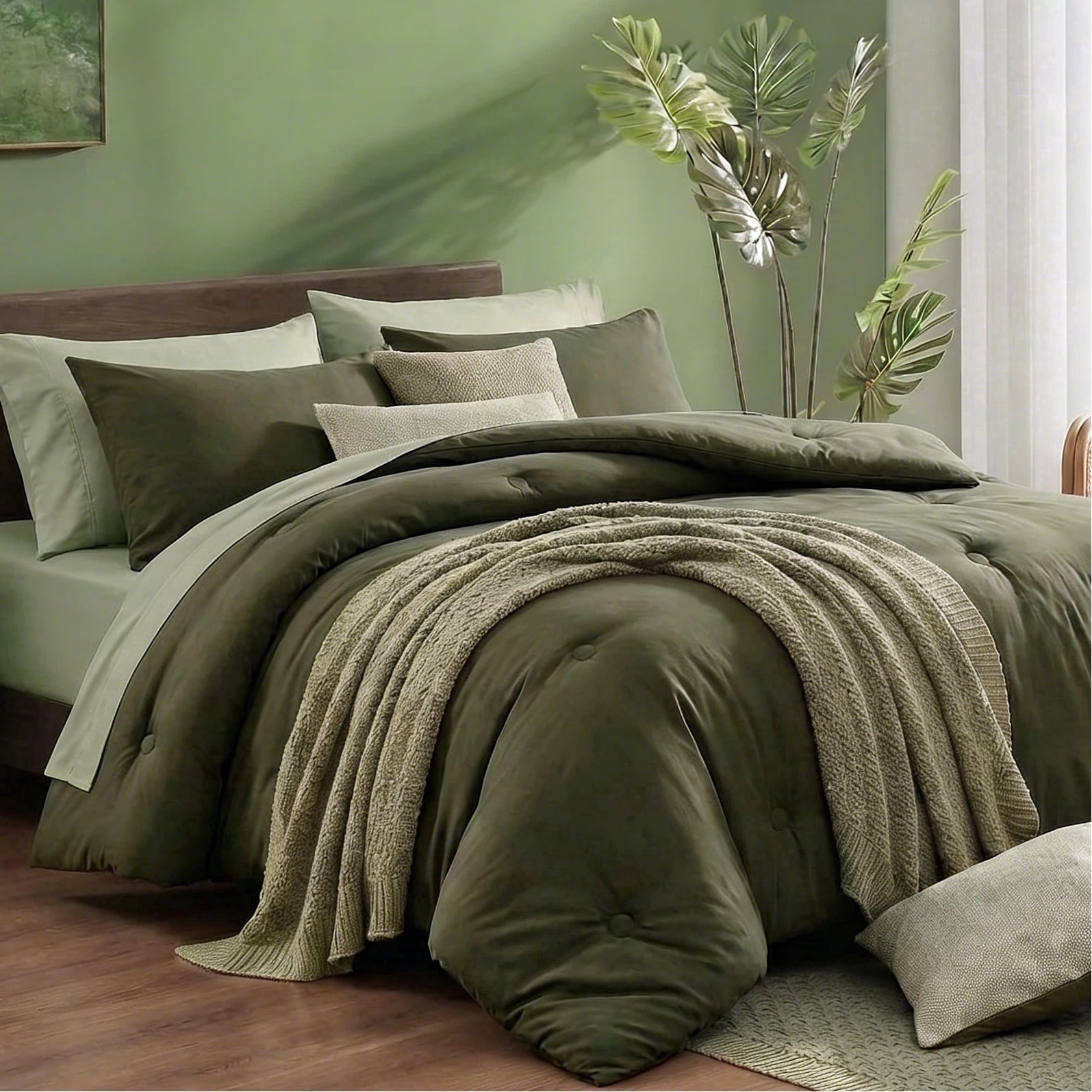 Luxurious Quilted 7 Pieces Comforter Set Queen，Bed in A bag，All Seasons Bedding sets with Comforter,Fitted Sheet,Flat Sheet,Pillowcases... - Hypoallergenic Ultra-Fluffy Quilt for Winter - Default Title