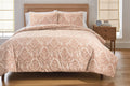 Luxurious Quilted Woven Damask 2-Piece Comforter Set, Blush, Full Queen, All Ages - Hypoallergenic Ultra-Fluffy Quilt for Winter - Default Title